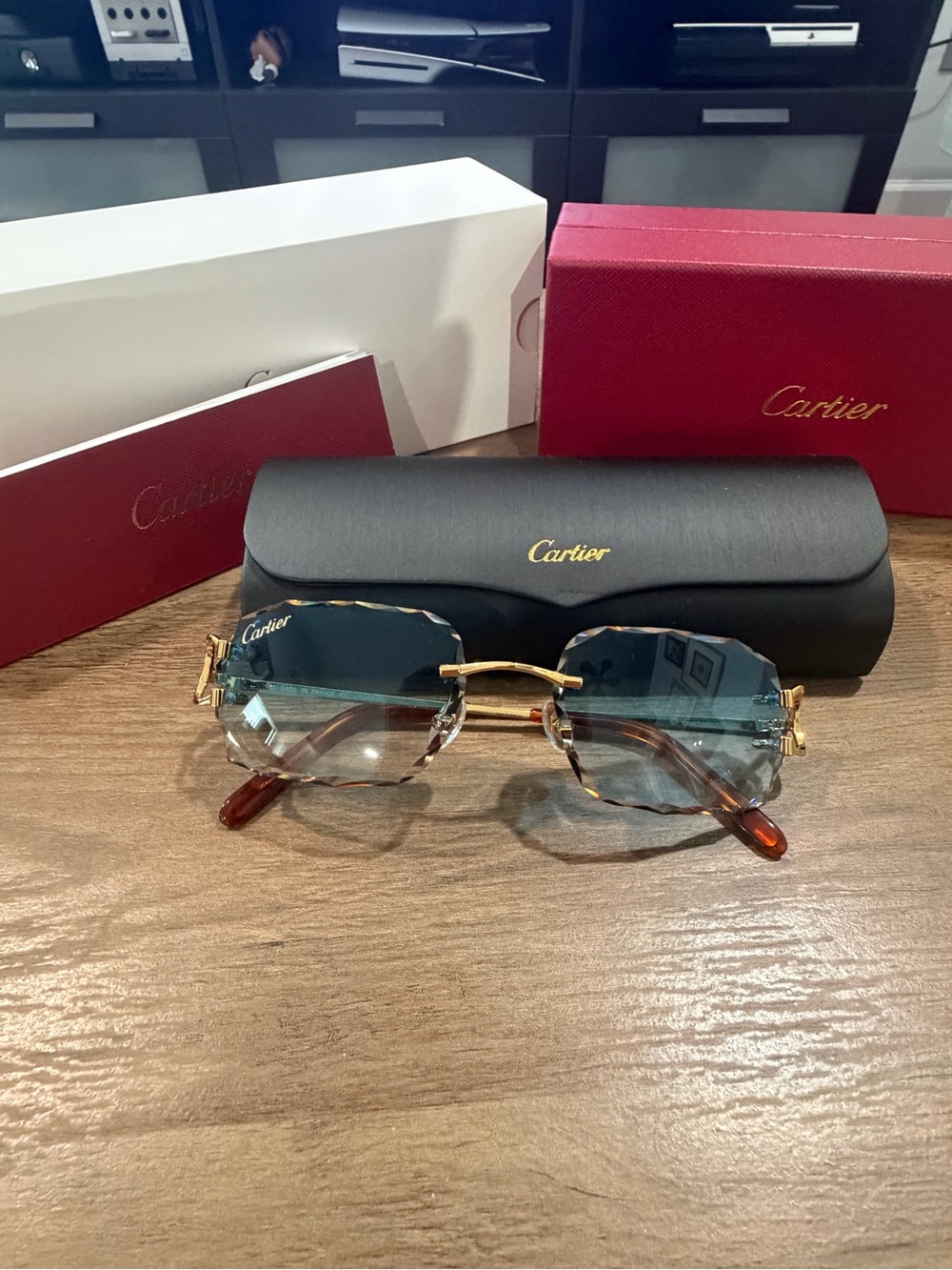 Cartier Rimless Blue Gradient Sunglasses